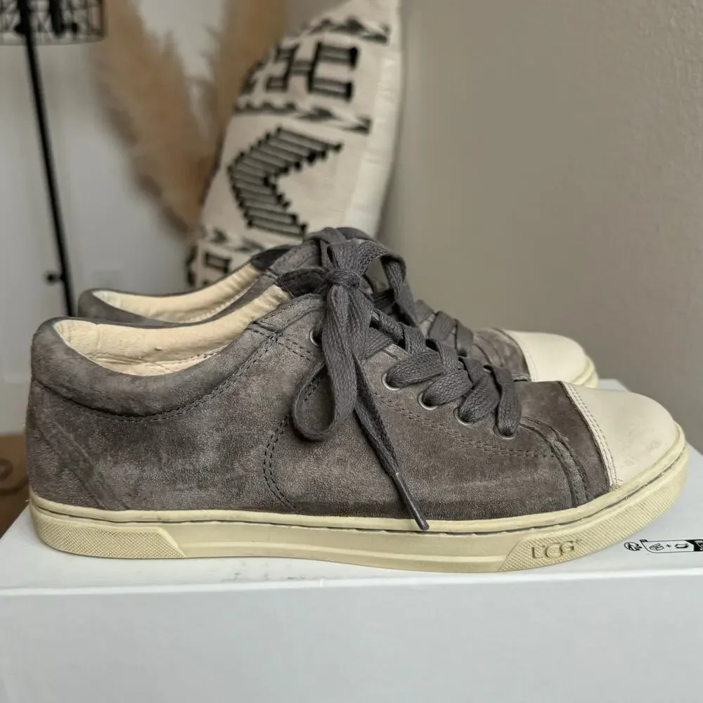 UGG Gray Suede Taya Sherpa Lined Low Top Sneakers Size 8 Fall/Winter